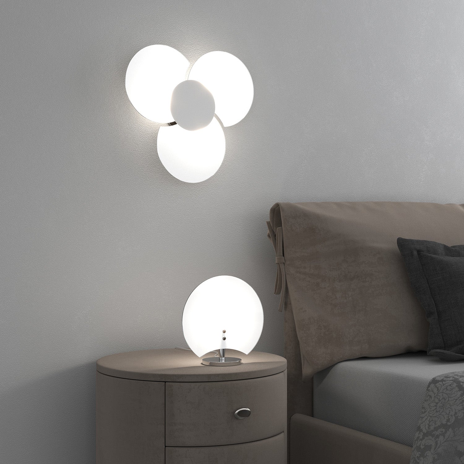 Abatjour Contemporaneo Clover Metallo Cromo Vetro Bianco 1 Luce G9