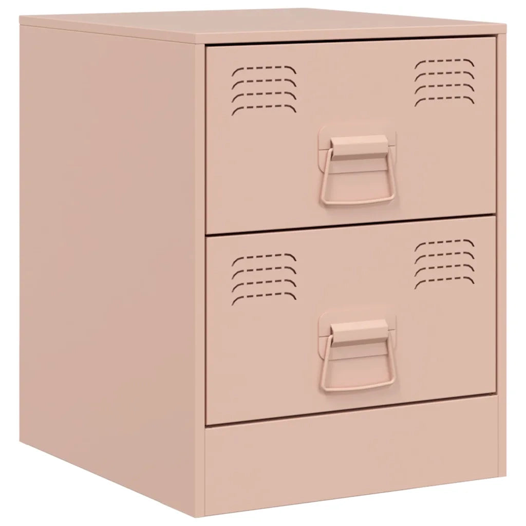 Comodini 2 pz-Set di 2 Tavolino da notte Rosa 34,5x39x44 cm in Acciaio 686939