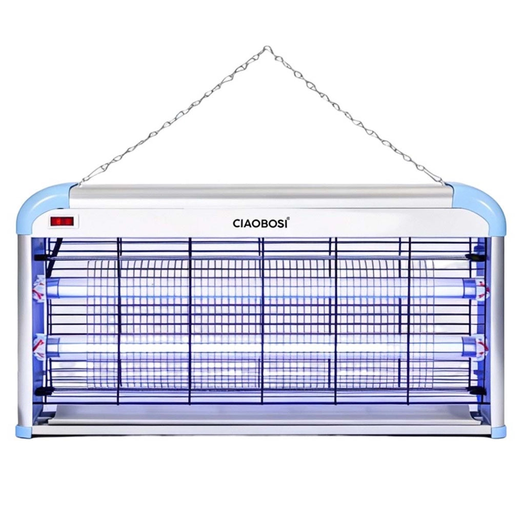 Lampada Elettrica Antizanzare a Doppio Tubo UV 30W da Appendere o da Posare Bianco / Blu Avizar