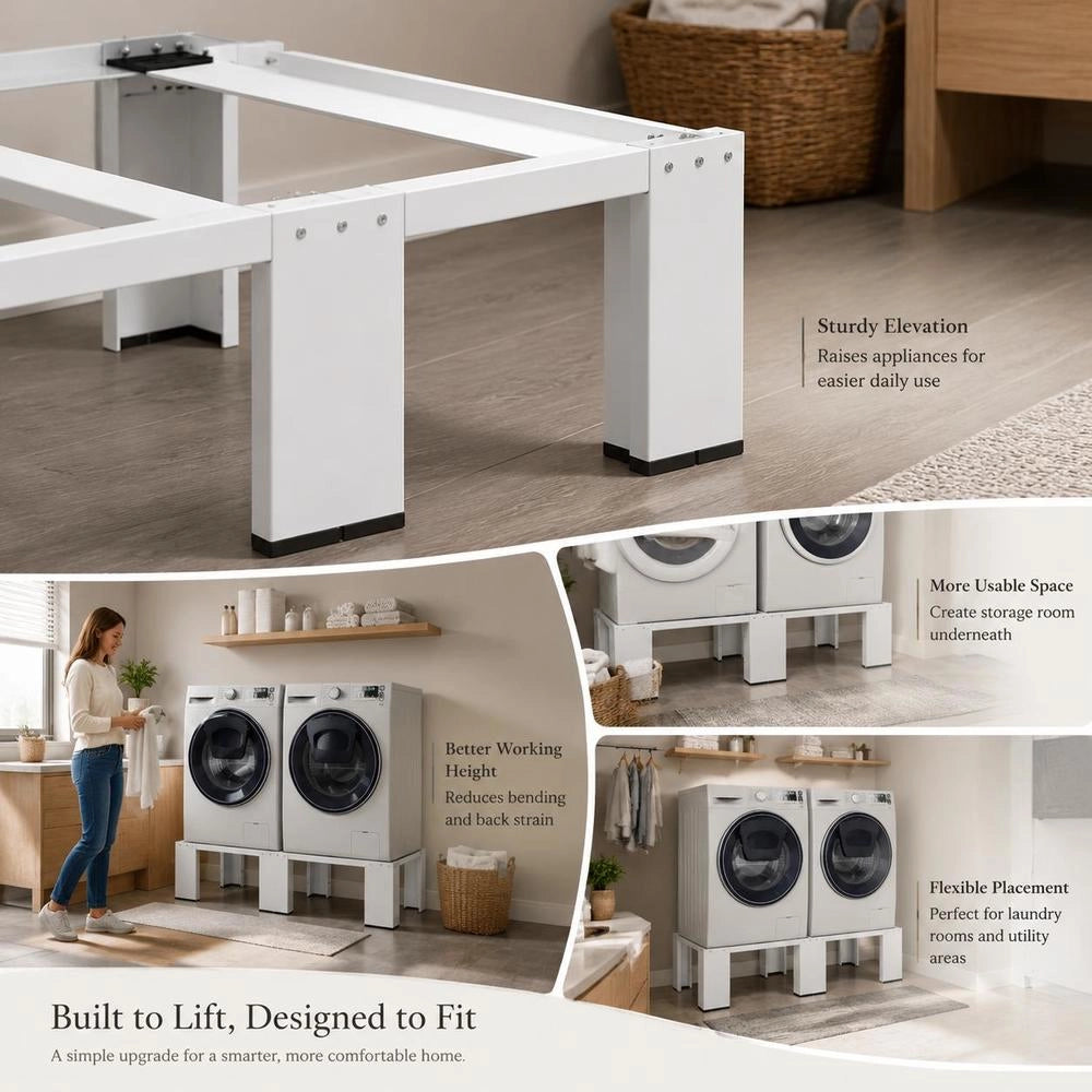 Double Base Unit For Washing Machine And Dryer, White