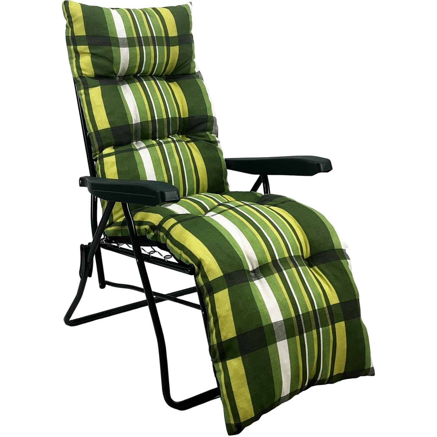 Marvin Sdraio da Giardino con Poggiapiedi Reclinabile Regolabile in 6 Posizioni Flock Poltrona VERDE SCOZZESE (7445/103)