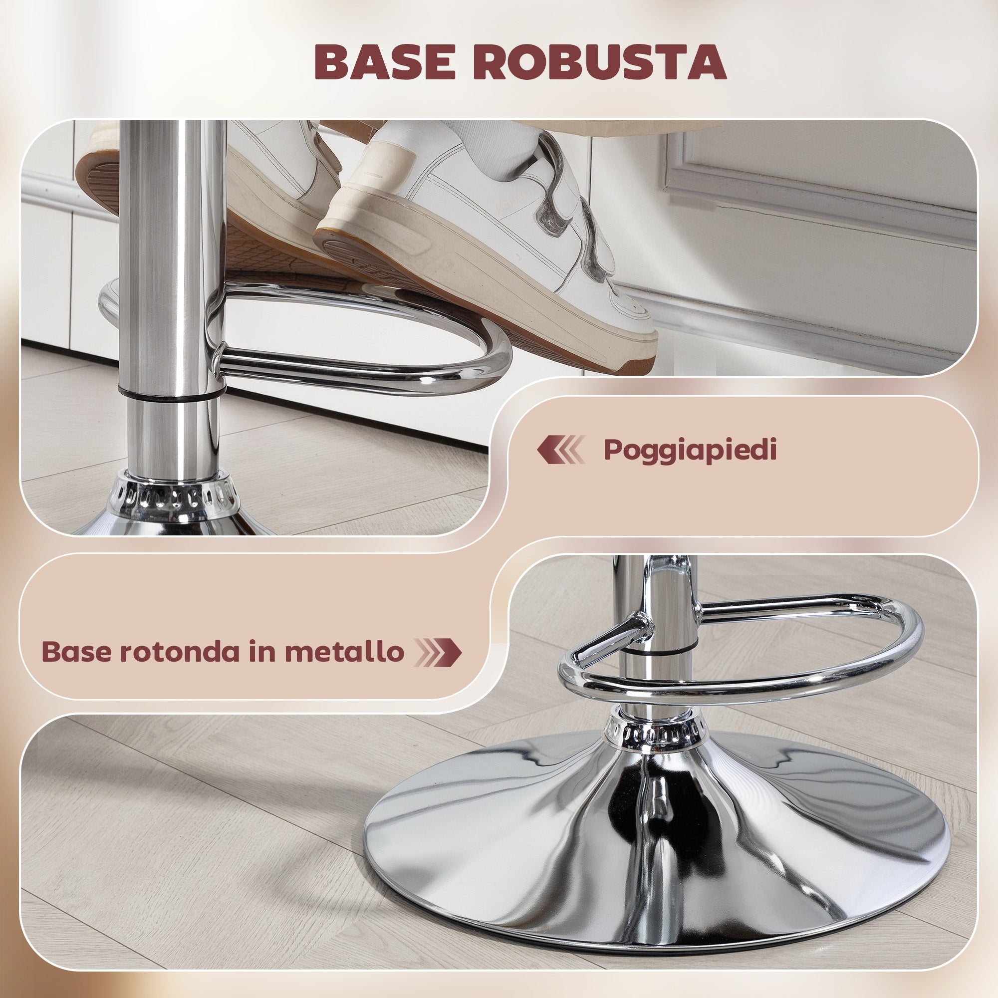 Sgabello da Bar con Schienale e Braccioli Altezza Regolabile e Poggiapiedi in Finta Pelle Rosso