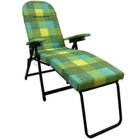 Marvin Poltrona Sdraio da Giardino con Poggiapiedi Barbara Sdraio Reclinabile Regolabile  Cuscino Imbottito VERDE QUADRI