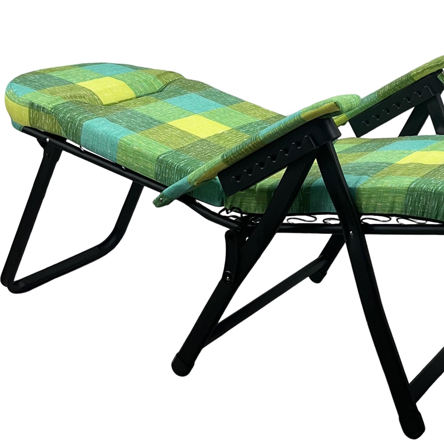 Marvin Poltrona Sdraio da Giardino con Poggiapiedi Barbara Sdraio Reclinabile Regolabile  Cuscino Imbottito VERDE QUADRI