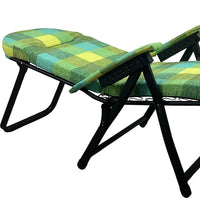 Marvin Poltrona Sdraio da Giardino con Poggiapiedi Barbara Sdraio Reclinabile Regolabile  Cuscino Imbottito VERDE QUADRI