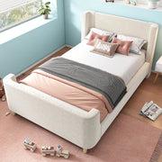 Letto singolo per bambini 90x200 cm beige in velluto