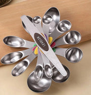 Set di misurazione in acciaio inossidabile con due estremità (9 pezzi) - bilancia da cucina, cucchiaio per caffè, cucchiaio per erbe, cucchiaio per sale