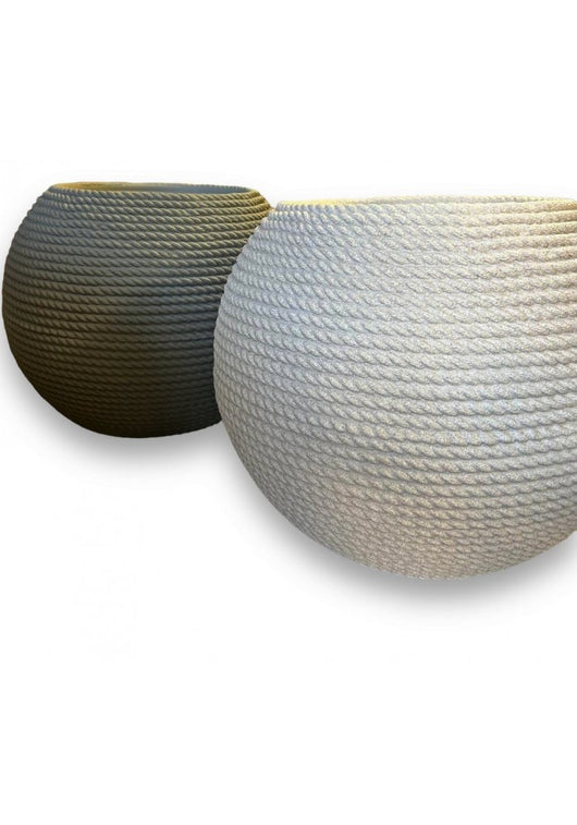 VASO CASPÒ SFERA BALI EFFETTO CORDA  VASAR IN RESINA DIAMETRO 50CM VARI COLORI Colore: Smoke