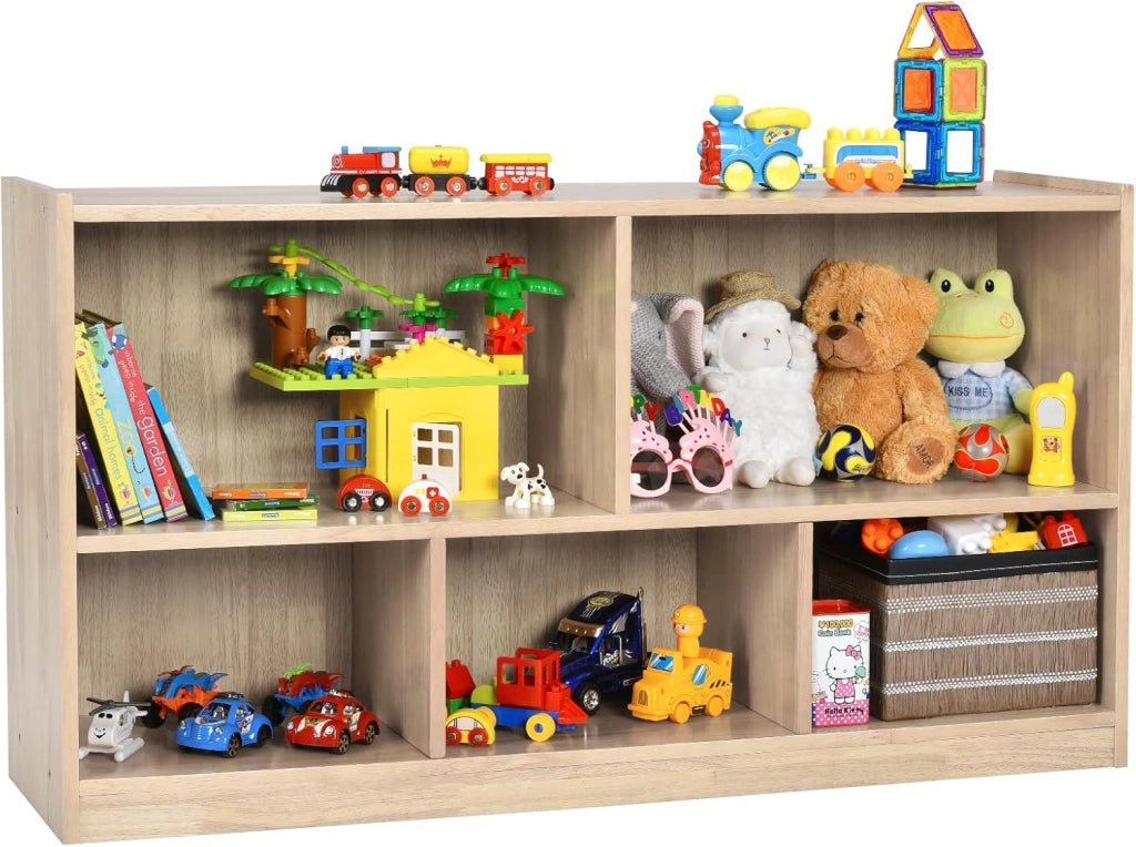 Libreria per Bambini e Organizer Giocattoli, Scaffale di Legno Con 5 Scompartimenti, Per Stanza dei Giochi Camera Dei Bambini Angolo di Lettura Classe Scuola Materna (Bianco)