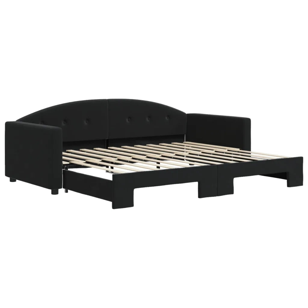 Divano Letto con Letto Estraibile-Sofa Letto-Daybed Nero 90x200 cm in Velluto 759201