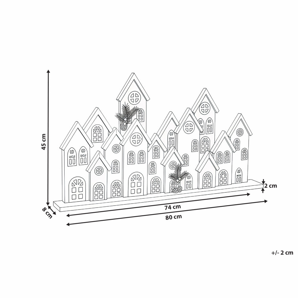 Decorazione natalizia in legno di abete marrone con luci LED, figurina artigianale tradizionale
