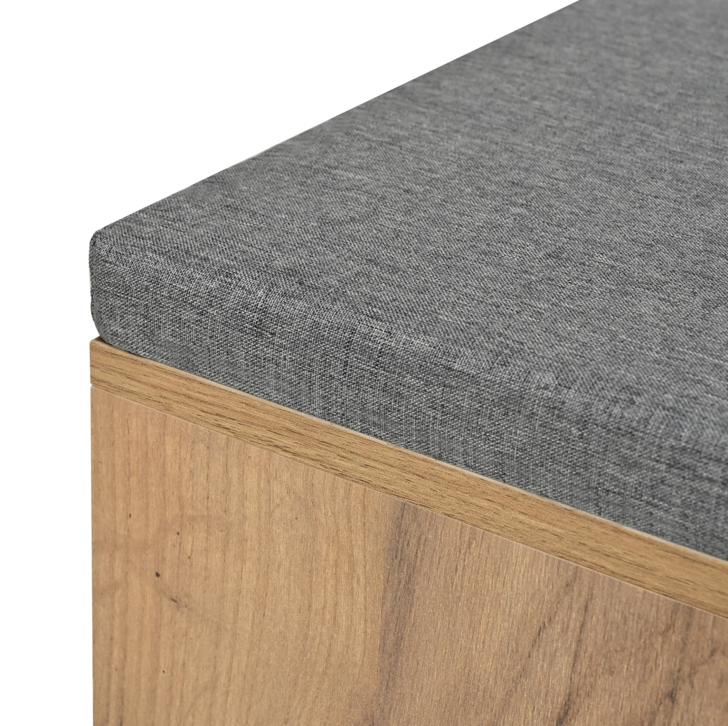 Set guardaroba da ingresso con panca scarpiera; specchio e appendiabiti 140x35x139 cm in truciolare naturale e nero