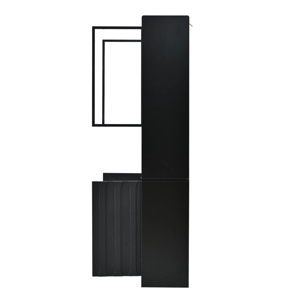VETRINA Set da 2 pezzi 160x35x200 cm Nera con vetro temperato e LED