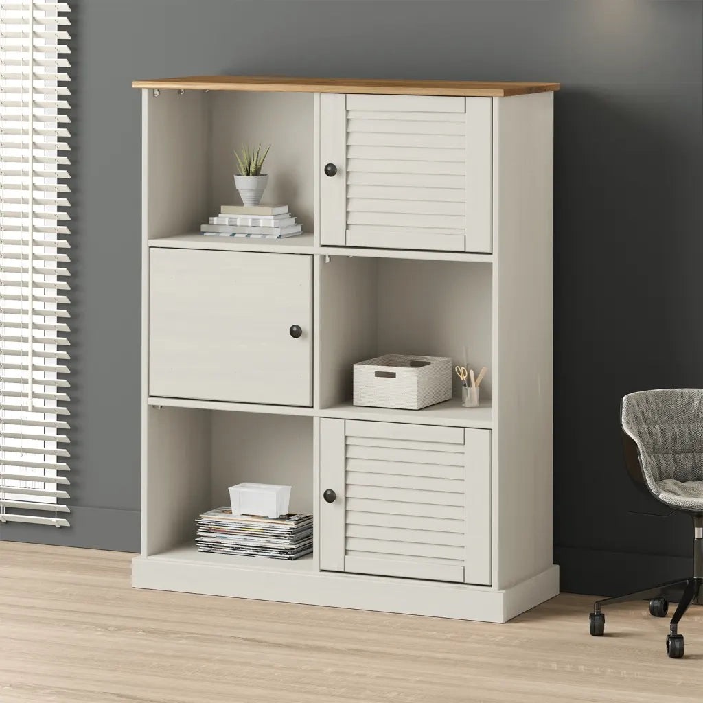 Libreria VIGO 90x35x114,5 cm in Legno Massello di Pino Biancocod mxl 129594