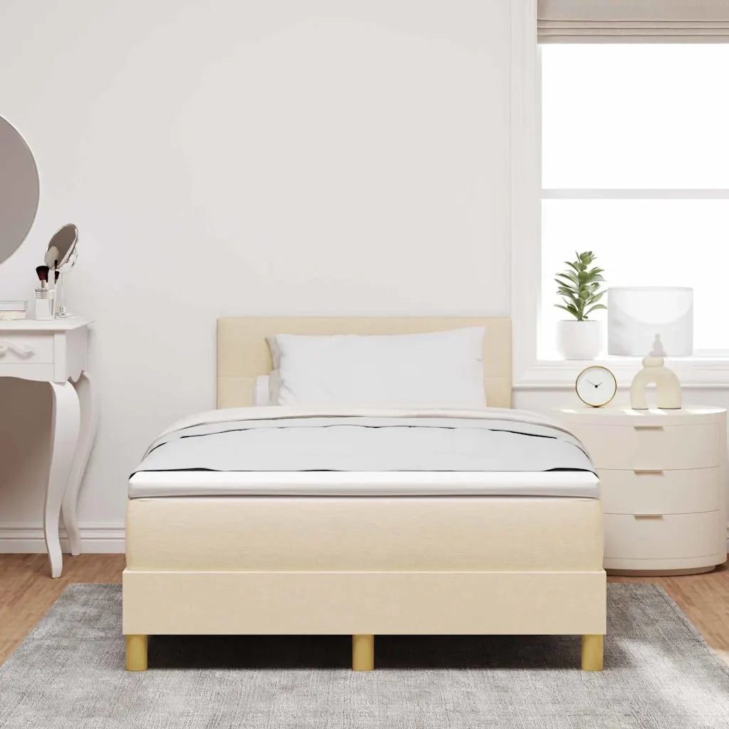 Letto a Sorgente LED con materasso Crema 120 x 200 cm Tessuto 3342434