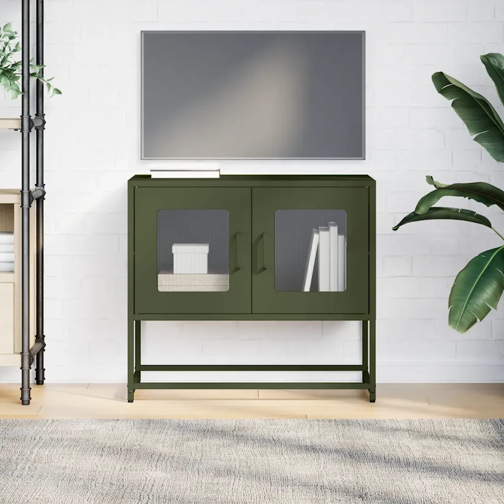 Mobile TV Verde Oliva 68x39x60,5cm in Acciaio Laminato a Freddo 853336