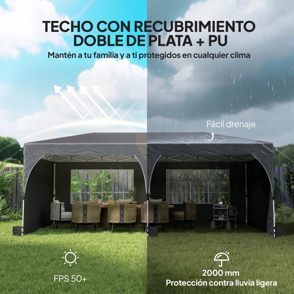 Tenda da Giardino Pieghevole ¨C Zephmum ¨C Grigio Scuro 6x3 m