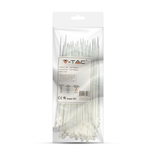 Tie per cavi - 2,5*150 mm bianco 100pcs/pacco