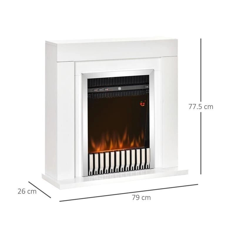 CAMINO ELETTRICO DA TERRA CON EFFETTO FIAMMA REALISTICO 79X26X77.5CM BIANCO/NERO