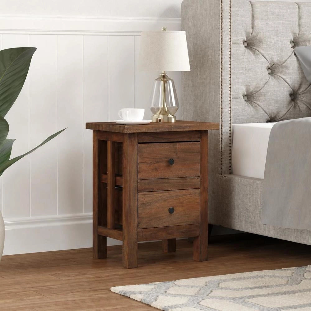 Bedside Table Solid Mahogany 40x30x51 Cm