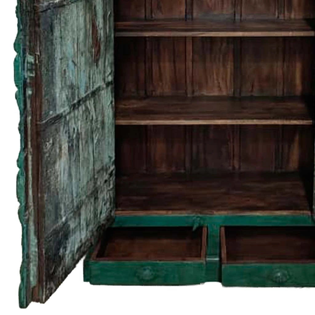 Armadio legno artigianale blu 113x43x193h cm