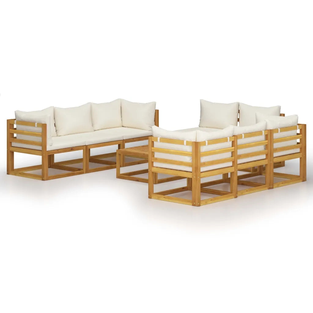 Set Divani da Giardino 9 pz con Cuscini Crema Legno di Acacia 3057642