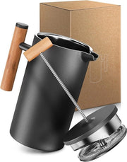 Filtro termos - 0,35 litri - 2 tazze di caffè - Caffettiera in acciaio inossidabile - Caffettiera da campeggio - Caffettiera manuale a doppio strato