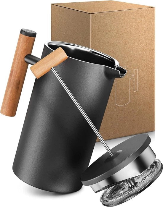 Filtro termos - 0,35 litri - 2 tazze di caffè - Caffettiera in acciaio inossidabile - Caffettiera da campeggio - Caffettiera manuale a doppio strato