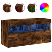 Mobile TV a Parete | Armadietto TV | Mobile Porta TV con Luci LED Rovere Fumo 80x30x40 cm