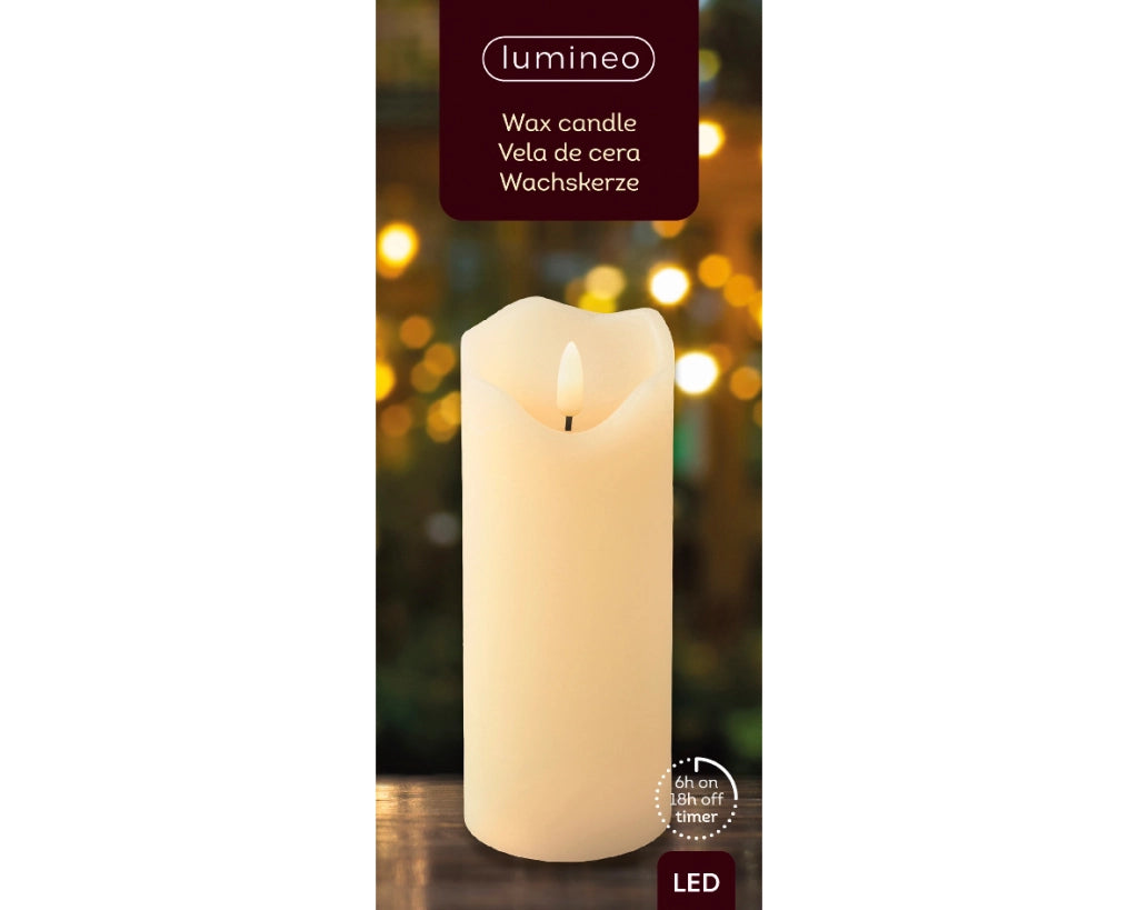 Candela LED ondulata in cera stabile sulla parte superiore H 17 x 7 cm