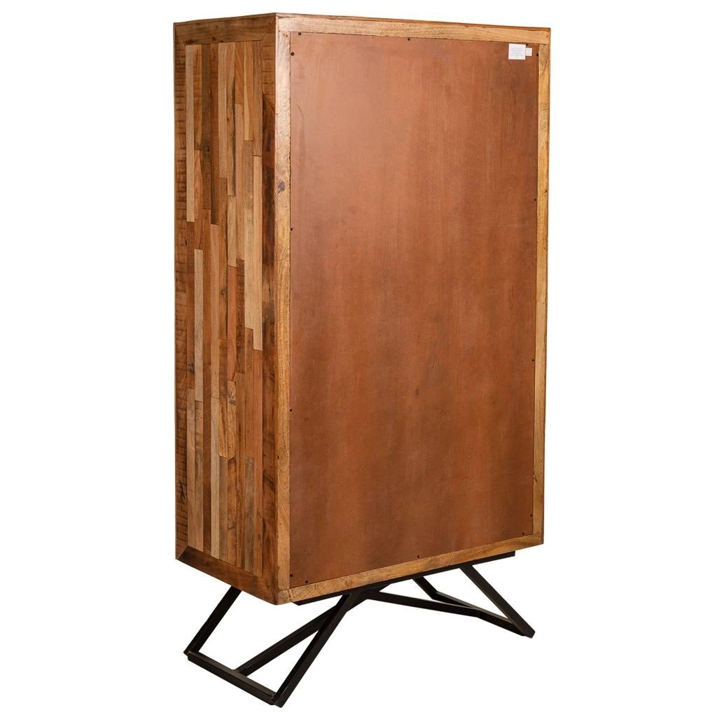 Vetrina in legno e metallo rifinita artigianalmente 90x47x175