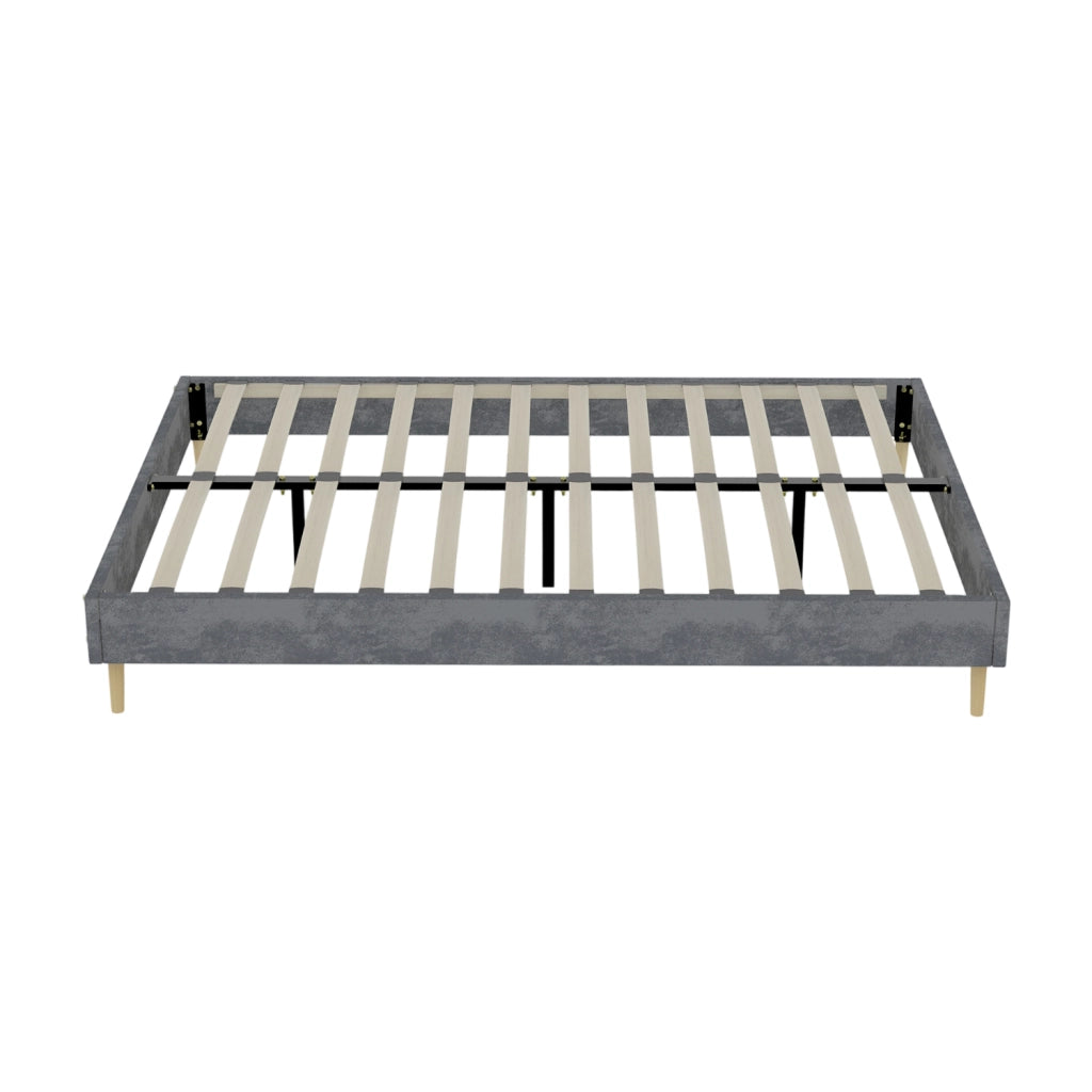 Letto 140x200 cm con struttura stabile; in tessuto e metallo grigio