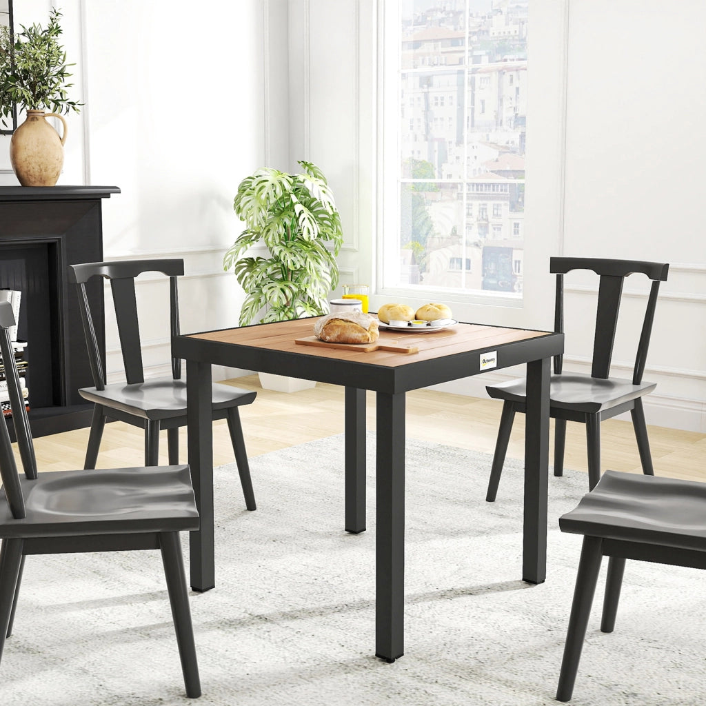 Tavolo da pranzo per giardino ¨C zephmum ¨C alluminio effetto legno 78x78x74 cm