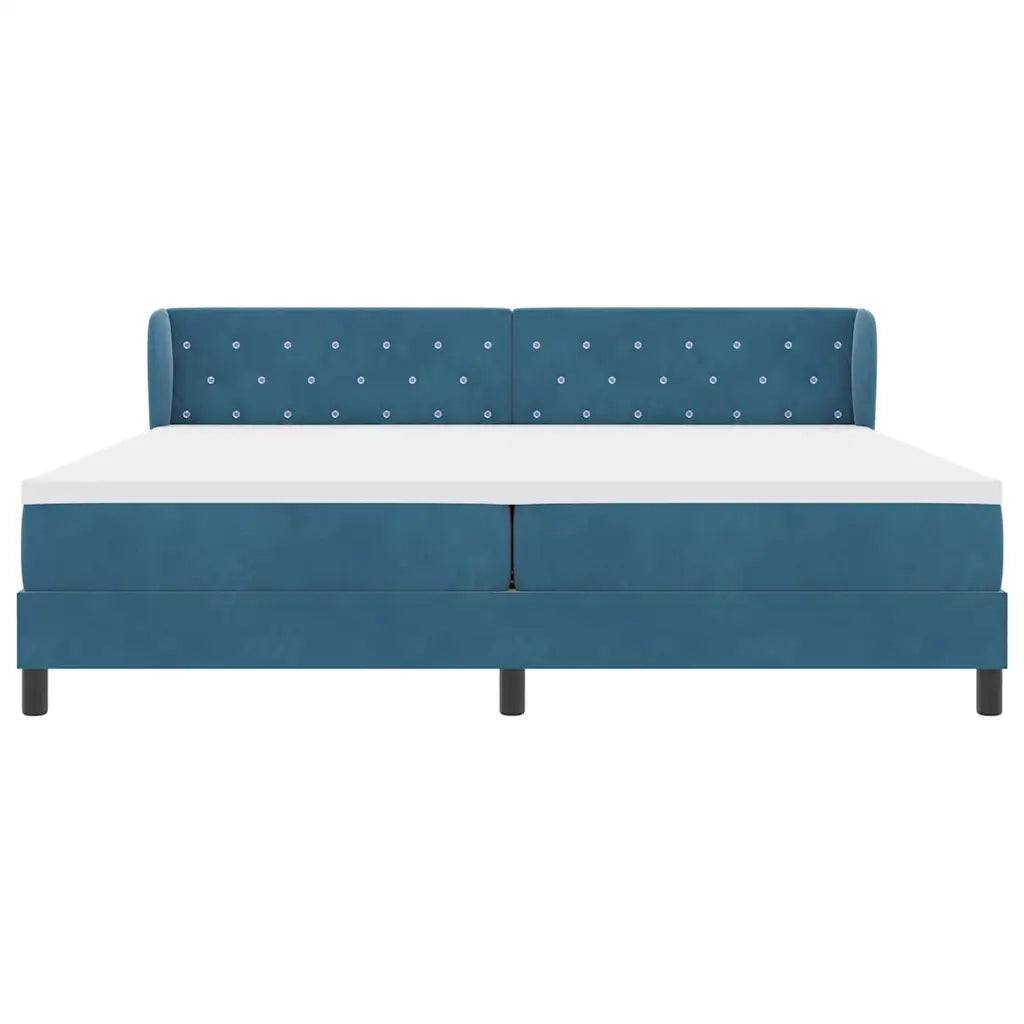 Letto a molle con materasso Blu scuro 200 x 200 cm Velluto 3340356