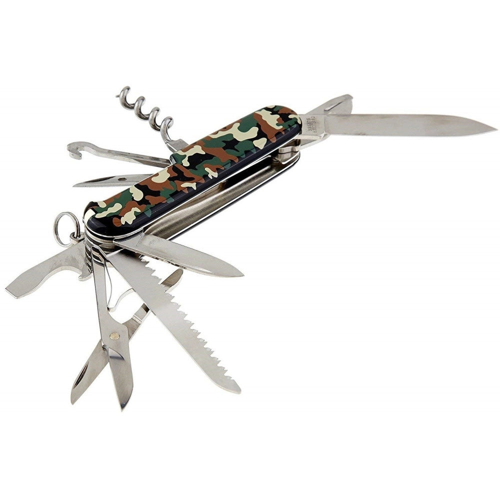 Trade Shop - Coltellino Svizzero Pieghevole Multifunzione Acciaio Inox Tascabile Campeggio -