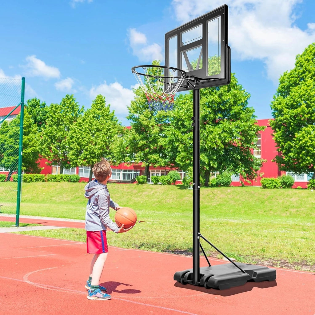Canestro da Basket Portatile per Adulti, Canestro Basket Regolabile in Altezza 230-305 cm con Ruote Tabellone Infrangibile e Retina Durevole, Adatto a Interno Esterno