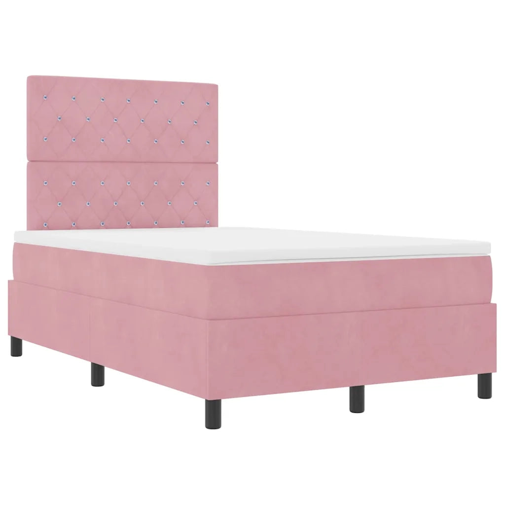 Letto a Sorgente LED con materasso Rosa 120 x 190 cm Tessuto