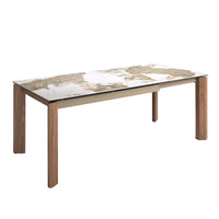 Tavolo da pranzo allungabile rettangolare marmo porcellanato e noce