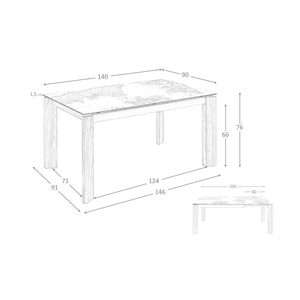 Tavolo da pranzo allungabile rettangolare marmo porcellanato e noce