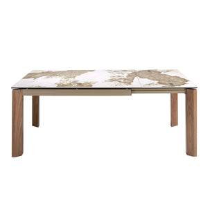 Tavolo da pranzo allungabile rettangolare marmo porcellanato e noce