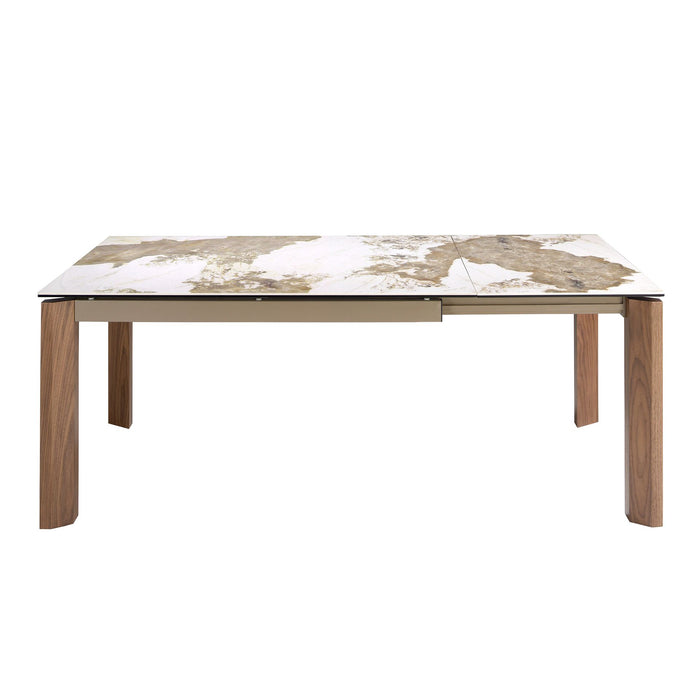 Tavolo da pranzo allungabile rettangolare marmo porcellanato e noce
