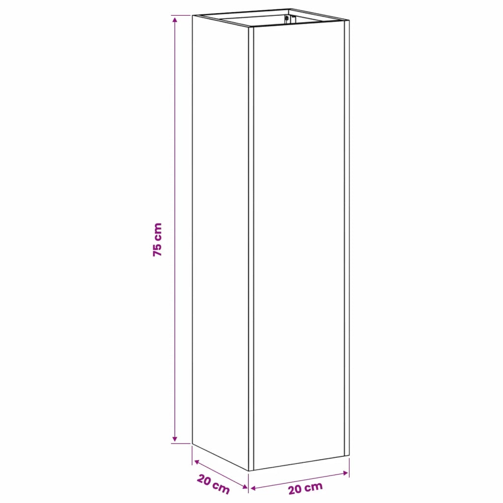 Vaso da giardino Antracite 20 x 20 x 75 cm 8005320