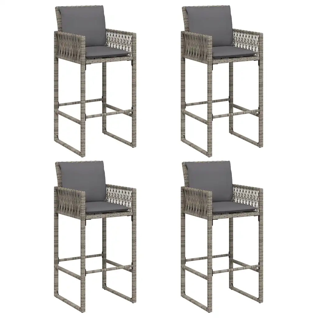 Set Bar da Giardino 5 pz con Cuscini Nero in Polyrattan Acacia 3328903