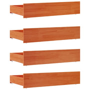 Cassetti per Letto 4 pz Marrone Cera in Legno Massello di Pino CFW2316800
