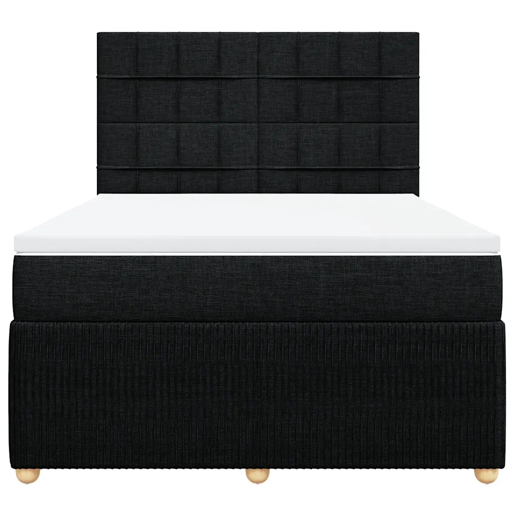 Giroletto a Molle con Materasso Nero 140x200 cm in Tessuto