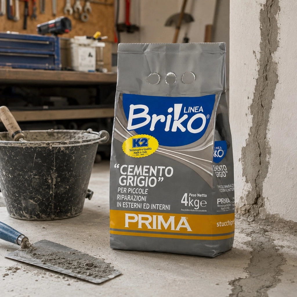Prima k2 cemento grigio per piccole riparazioni linea briko 4 kg