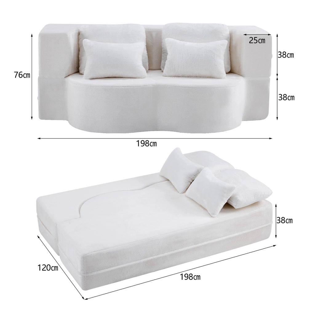 DIVANO MODULARE BIANCO 36 x 36 x 143 cm in schiuma e molle