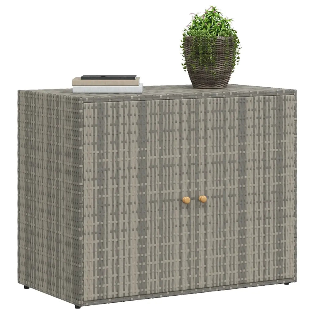 Mobile Portaoggetti da Giardino Grigio 100x55,5x80cm Polyrattan