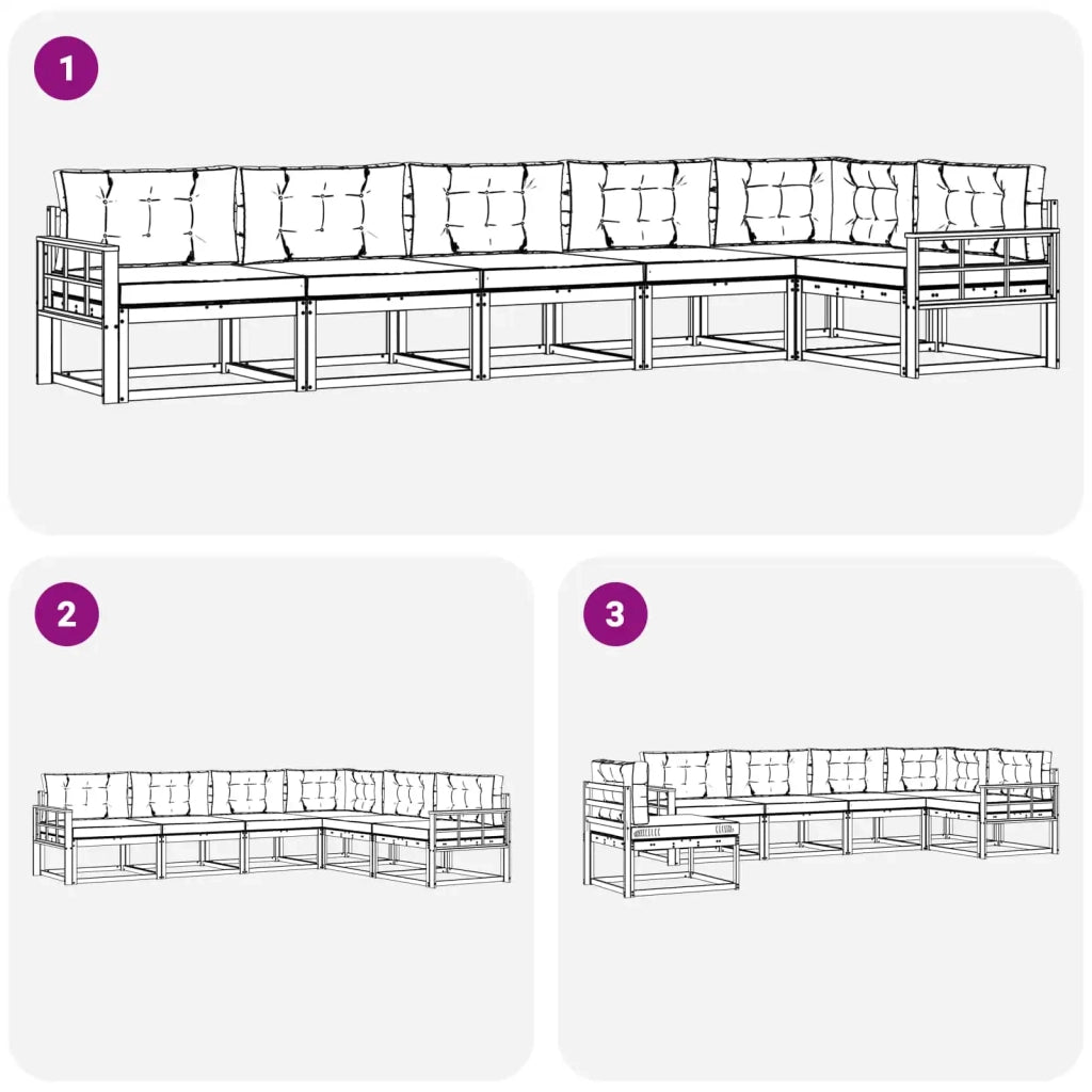Set di divani da esterno 4 pz Bianco e Antracite Poliestere 3386526