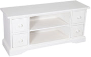 Biscottini Mobile porta Tv Country in legno massello di tiglio finitura bianca anticata L129xPR40xH60 cm. Made in Italy